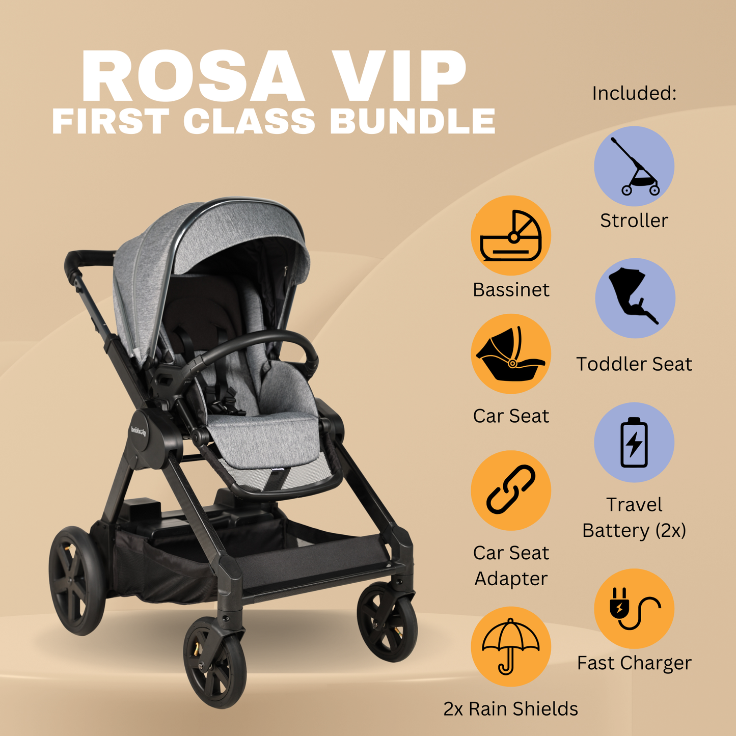 Glüxkind Rosa Smart Stroller (Flight-safe, modular battery)